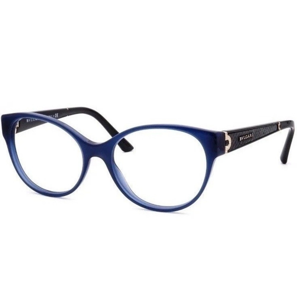 Bvlgari‎ Eyeglasses 4106-B-Q 5145 Blue Opal Rhinestones Cat Eye Italy 54017 140